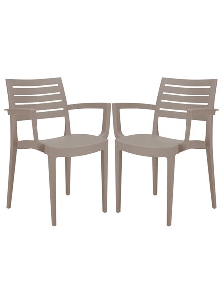 Set da 2 sedie con braccioli Firenze in polipropilene juta Grandsoleil S6637J
