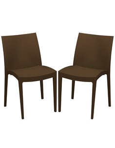 Set da 2 sedie Venice in polipropilene moka Grandsoleil S6224MK