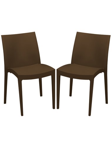 Set da 2 sedie Venice in polipropilene moka Grandsoleil S6224MK