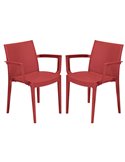 Set da 2 sedie con braccioli Venice in polipropilene rosso Grand Soleil S6624R