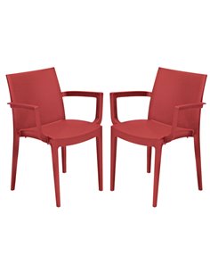 Set da 2 sedie con braccioli Venice in polipropilene rosso Grand Soleil S6624R