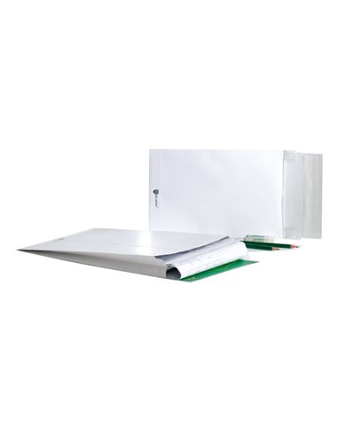 100 Buste bianche a sacco con soffietti Securitex® B5 17,6x25x3,8cm 130gr 14221