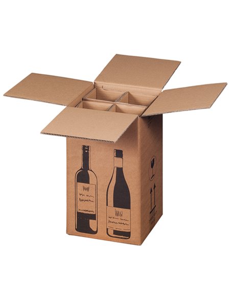 10 Scatole per quattro bottiglie Wine Pack 21,2x20,4x36,8 cm 222103210 Bong Packaging SCATOLE E TUBI PER SPEDIZIONE