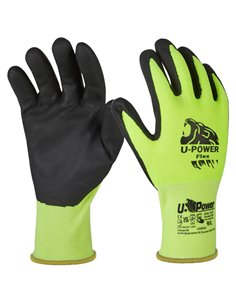 Guanti di protezione FLEX taglia 08 verde fluo nero c/polsino giallo U-Power UG00005-08