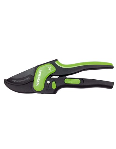 Forbice a doppia funzione taglio singolo e cricchetto 20,5cm Verdemax 4212
