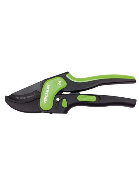 Forbice a doppia funzione taglio singolo e cricchetto 20,5cm Verdemax 4212