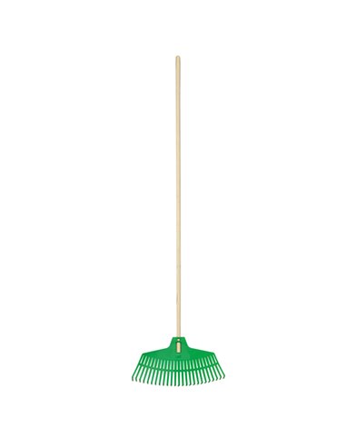 Scopa 25 denti per erba e foglie con manico in legno cm 47 Verdemax 3819