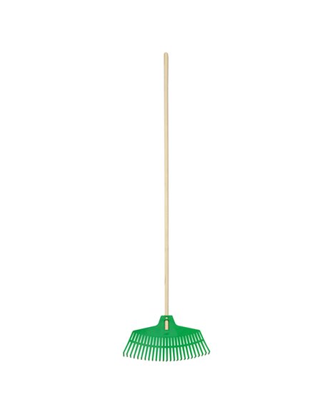 Scopa 25 denti per erba e foglie con manico in legno cm 47 Verdemax 3819