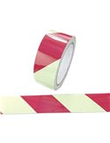 Nastro fotoluminescente adesivo 4cmx10mt colore giallo a strisce rosse L9421