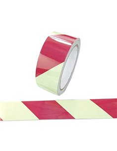 Nastro fotoluminescente adesivo 4cmx10mt colore giallo a strisce rosse L9421 CARTELLI SEGNALATORI SEGNALETICA