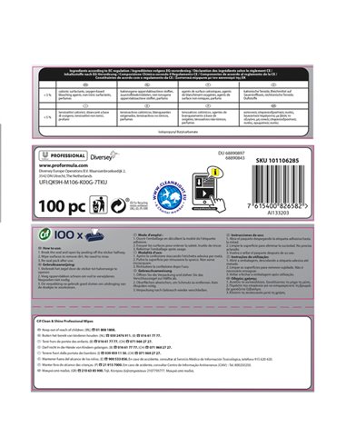 Conf. 100 salviette multisuperfici igienizzanti biodegradabili Cif 101106285 CIF DETERGENTI-DETERSIVI PER PULIZIA