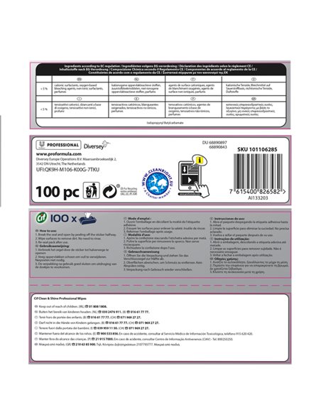 Conf. 100 salviette multisuperfici igienizzanti biodegradabili Cif 101106285 CIF DETERGENTI-DETERSIVI PER PULIZIA