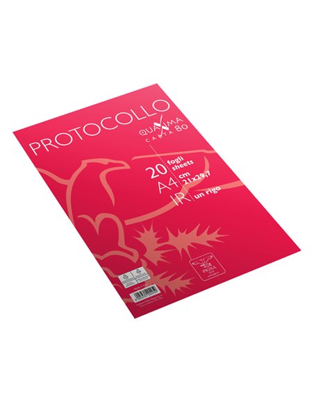Fogli protocollo A4 Quaxima 1rigo 20fg 80gr Pigna 02322641R