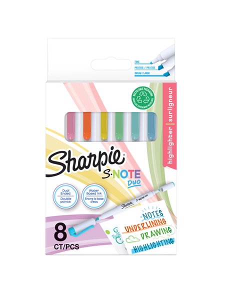 Astuccio 8 pennarelli S-Note Duo colori assortiti Sharpie 2182116