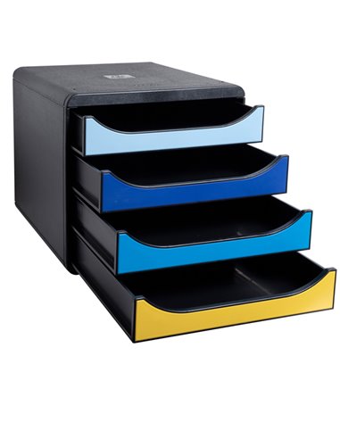 Cassettiera A4 4 cassetti BIG-BOX nero/multicolore Bee Blue Exacompta 3104202D EXACOMPTA CASSETTIERE DA SCRIVANIA