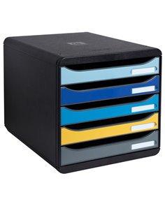 Cassettiera A4 5 cassetti BIG-BOX PLUS nero/multicolore Bee Blue Exacompta 3094202D EXACOMPTA CASSETTIERE DA SCRIVANIA