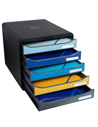Cassettiera A4 5 cassetti BIG-BOX PLUS nero/multicolore Bee Blue Exacompta 3094202D EXACOMPTA CASSETTIERE DA SCRIVANIA