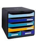 Cassettiera A4 6 cassetti BIG-BOX MAXI nero/multicolore Bee Blue Exacompta 3124202D