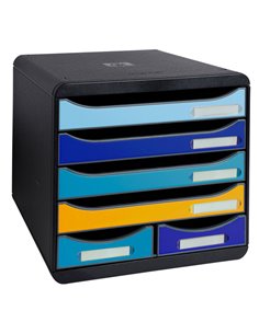 Cassettiera A4 6 cassetti BIG-BOX MAXI nero/multicolore Bee Blue Exacompta 3124202D EXACOMPTA CASSETTIERE DA SCRIVANIA