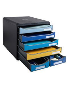 Cassettiera A4 6 cassetti BIG-BOX MAXI nero/multicolore Bee Blue Exacompta 3124202D EXACOMPTA CASSETTIERE DA SCRIVANIA 2