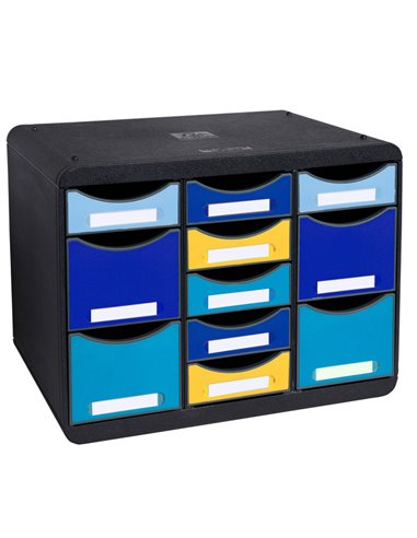 Cassettiera 11 cassetti STORE-BOX MULTI nero/multicolore Bee Blue Exacompta 3137202D EXACOMPTA CASSETTIERE DA SCRIVANIA