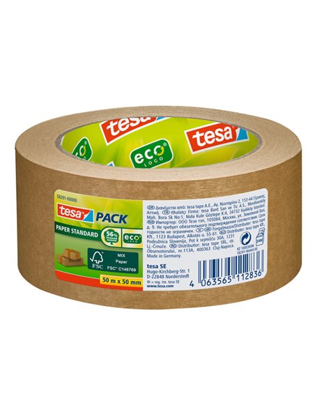 Nastro adesivo 50mt x 50mm Tesapack Paper standard ecoLogo avana Tesa 58291-00000-02 TESA NASTRO PER IMBALLO-TENDINASTRO