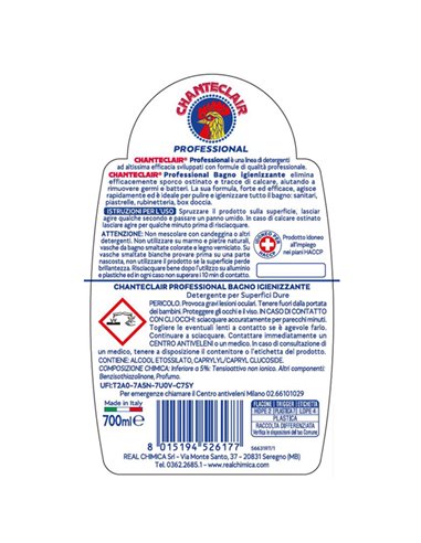 Chanteclair Professional igienizzante H24 spray 700ml in trigger 60N720IT Chanteclair DETERGENTI-DETERSIVI PER PULIZIA