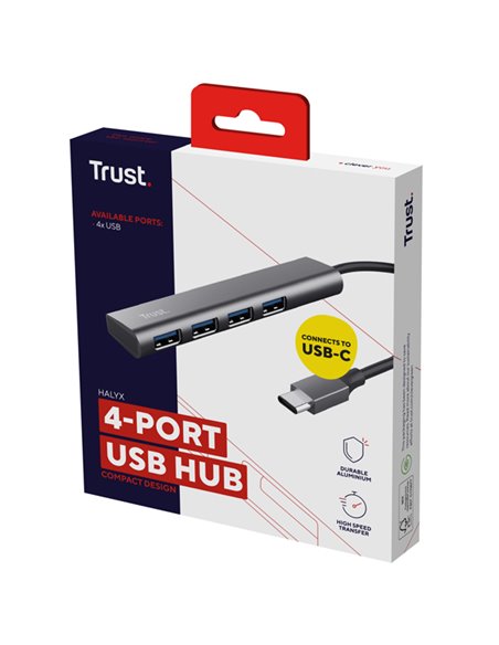 Hub da USB-C a USB-A 3.2 Gen1 4 porte Halyx_Trust 24948 TRUST ADATTATORI-CAVI-ORGANIZZACAVI