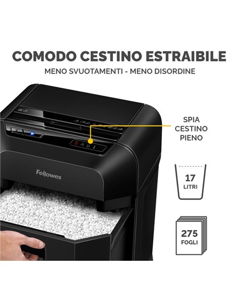 Distruggidocumenti automatico a mini frammento 80M Fellowes 4621501 FELLOWES A FRAMMENTI E MICROFRAMMENTI