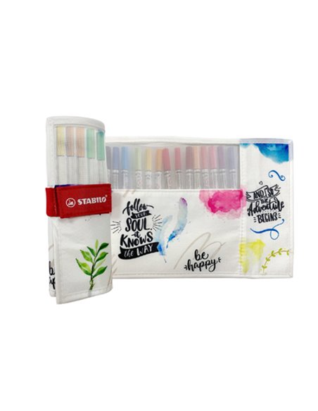 Rotolo 18 pennarelli Stabilo Pen 68 Brush colori assortiti IT568/18-41 STABILO PENNARELLI