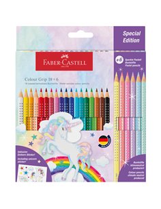 Astuccio 18+6 matite Colour Grip colori assortiti Faber Castell 201543 FABER-CASTELL PASTELLI COLORATI