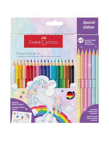 Astuccio 18+6 matite Colour Grip colori assortiti Faber Castell 201543 FABER-CASTELL PASTELLI COLORATI