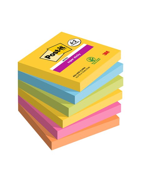 Valuepack 4+2 Post-it® Super Sticky Carnival, 76x76 mm, 90fogl/blocco 7100259230