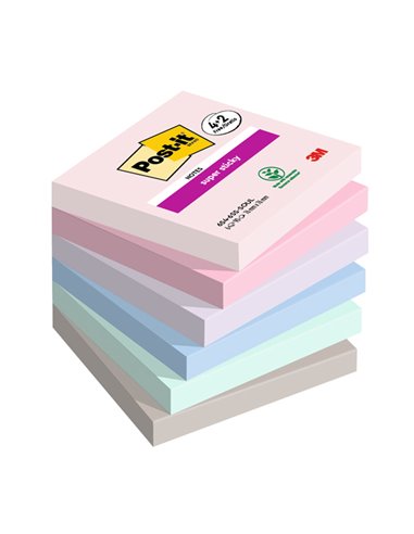 Valuepack 4+2 Post-it® Super Sticky Soulful, 76x76 mm, 90 foglietti/blocchetto 7100259203