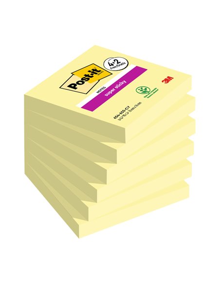 Value pack 4+2 Post-it® Super Sticky, Giallo Canary™, 76x76 mm 90 fogl/blocco 7100259321