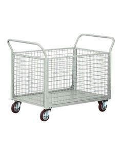 Carrello da lavoro 4 sponde rete c/ sponde laterali asportabili portata 300kg C077G Tecnotelai CARRELLI PER MOVIMENTAZIONE