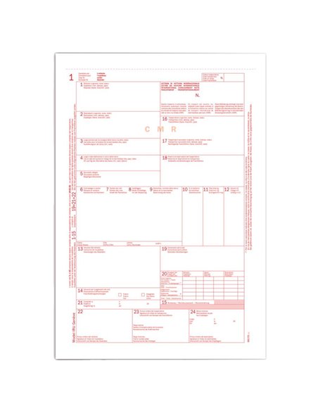 Lettera di vettura internazionale CMR snap 5copie autor.31x21cm Data Ufficio 881550000G
