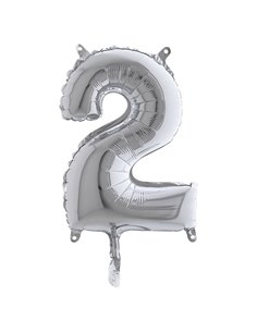 Palloncino in mylar h.36cm numero "2" argento Big Party 42842