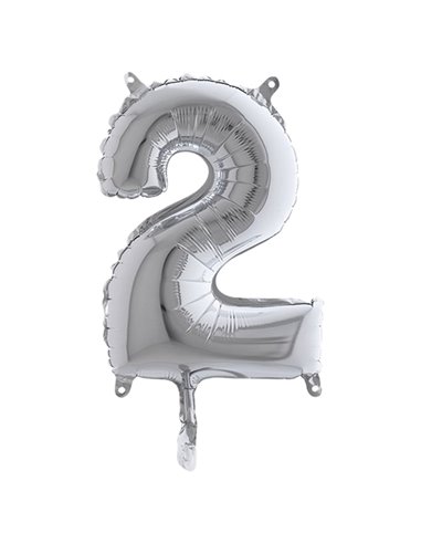 Palloncino in mylar h.36cm numero "2" argento Big Party 42842