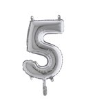 Palloncino in mylar h.36cm numero "5" argento Big Party 42845