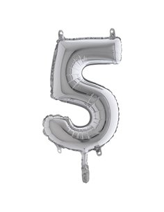 Palloncino in mylar h.36cm numero "5" argento Big Party 42845