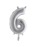 Palloncino in mylar h.36cm numero "6" argento Big Party 42846