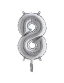Palloncino in mylar h.36cm numero "8" argento Big Party 42848