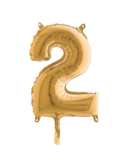 Palloncino in mylar h.36cm numero "2" oro Big Party 42702