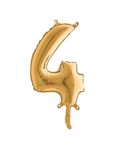 Palloncino in mylar h.36cm numero "4" oro Big Party 42704