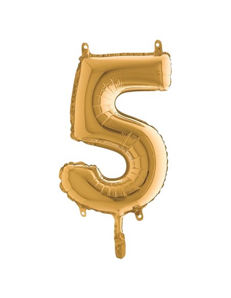 Palloncino in mylar h.36cm numero "5" oro Big Party 42705