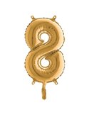 Palloncino in mylar h.36cm numero "8" oro Big Party 42708