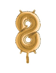 Palloncino in mylar h.36cm numero "8" oro Big Party 42708