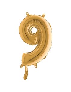 Palloncino in mylar h.36cm numero "9" oro Big Party 42709