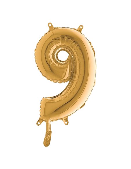 Palloncino in mylar h.36cm numero "9" oro Big Party 42709